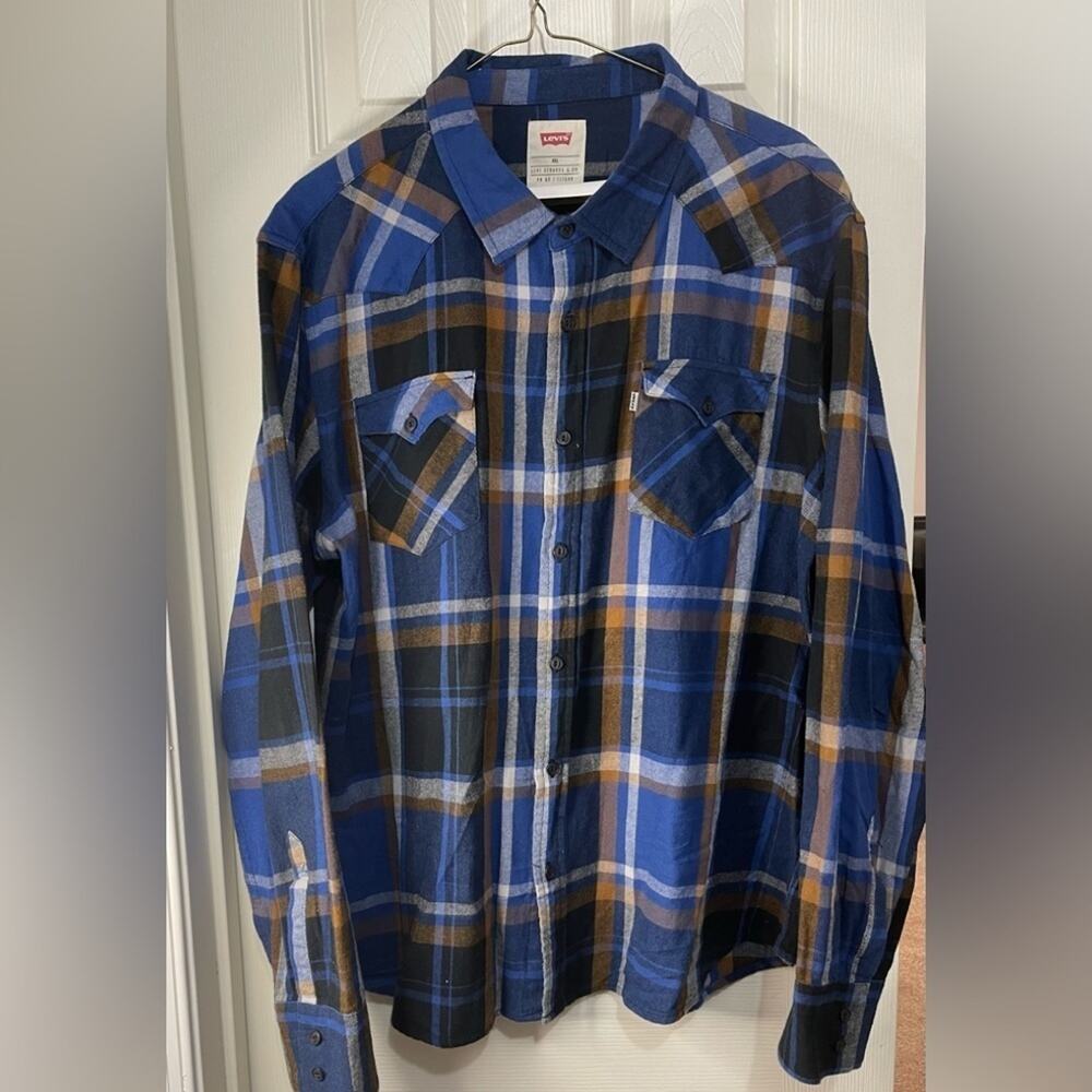 Levi’s Blue Plaid Lightweight Button Down Casual Shirt size XXL